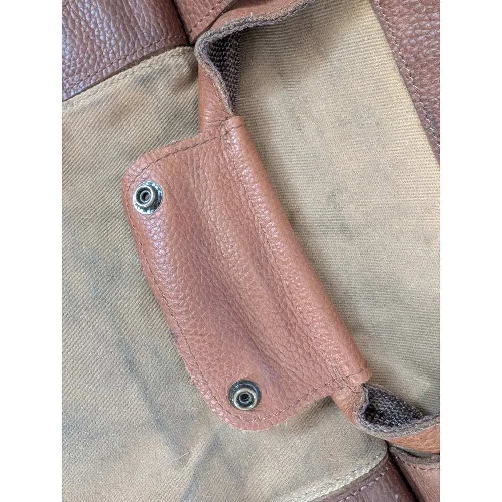 Vintage LL Bean Bag Duffle Weekender Luggage Rolling Bag Leather 80s  24